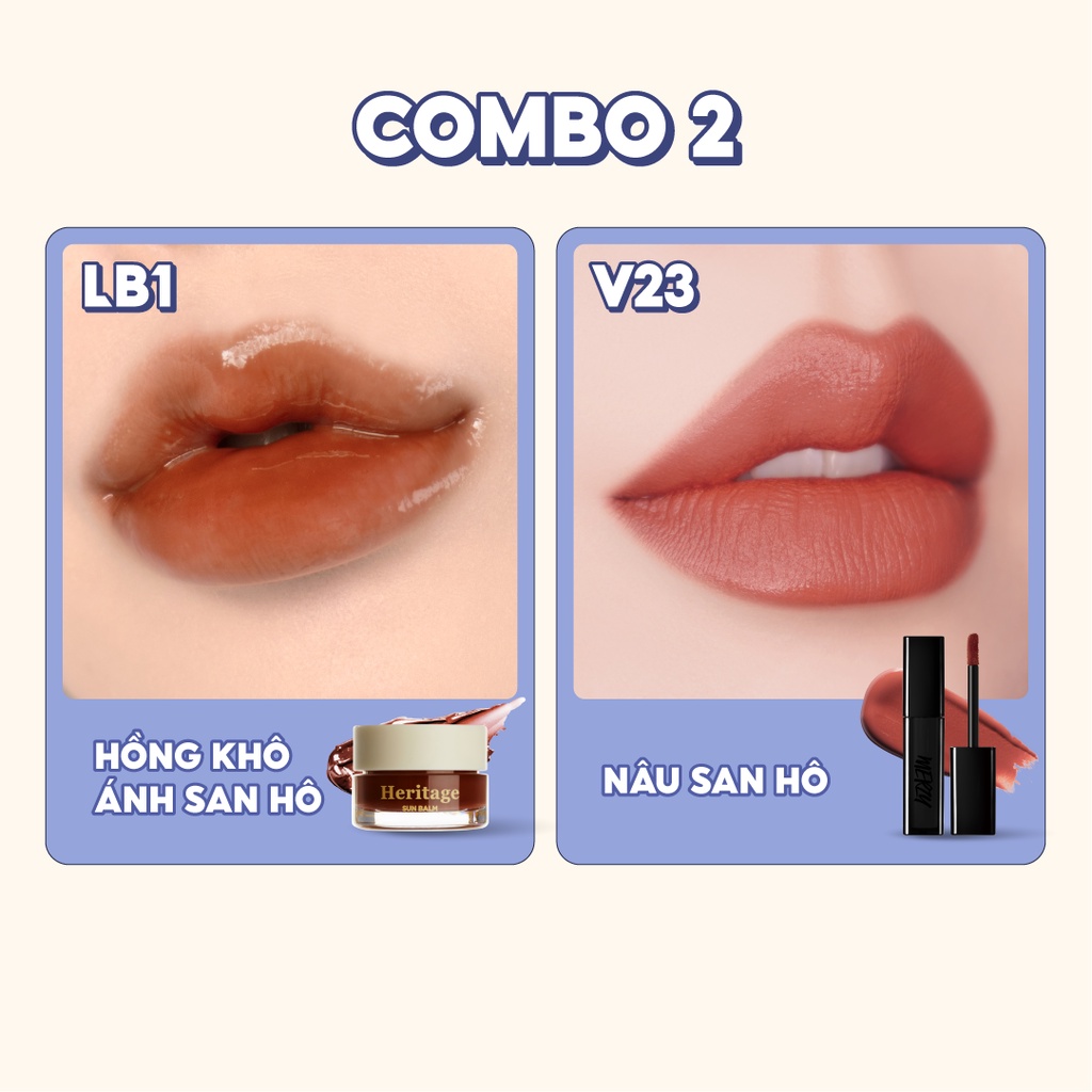 Combo Son Kem Lì Merzy The First Velvet Tint 4.5g + Son Dưỡng Có Màu Merzy The Heritage All Day Lip Care 4g