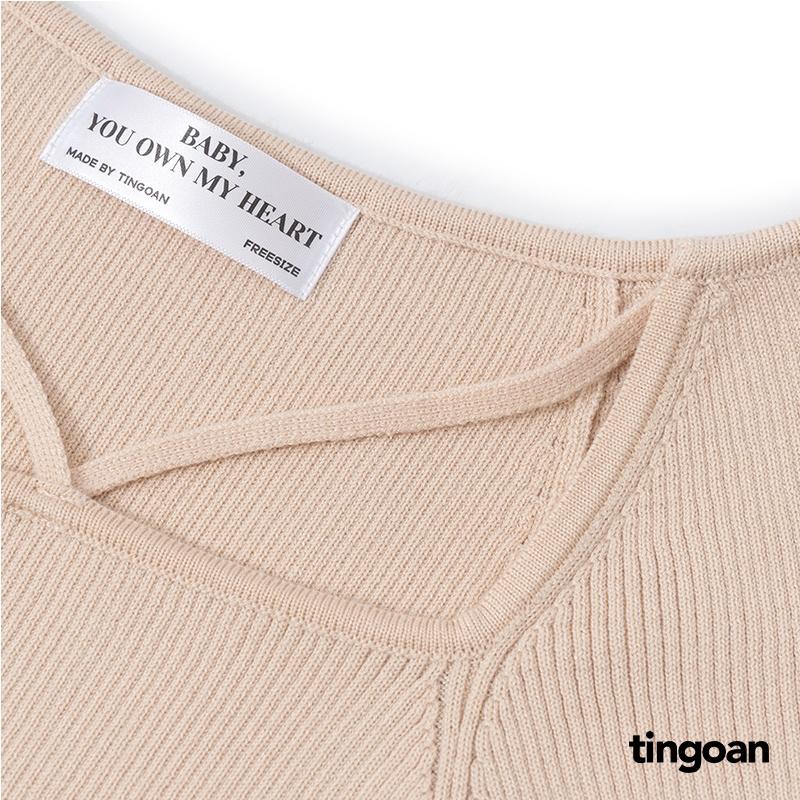 Áo len crop ngắn tay chéo dây nude tingoan MISSIN' U TOP/ND