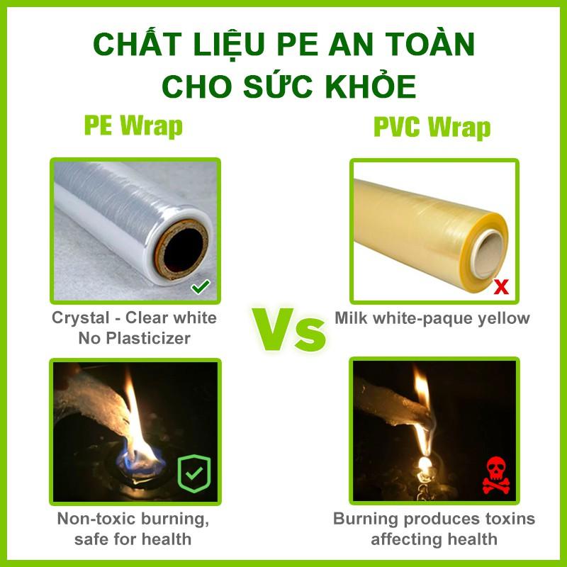 Màng bọc thực phẩm PE MyJae Đài  Loan 30cmx30m dạng xé chấm đứt bảo quản thực phẩm an toàn tiện lợi