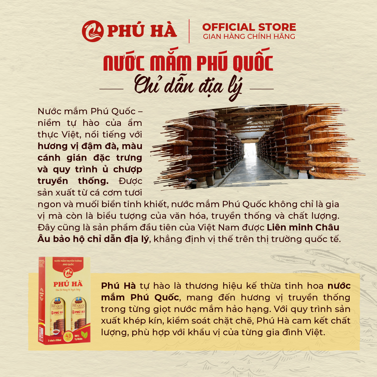 Nước mắm Phú Quốc Chỉ Dẫn Địa Lý Phú Hà 43 độ đạm - Hộp 6 chai 510ml