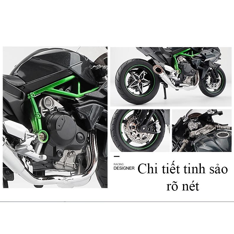 Mô hình xe mô tô Kawasaki Ninja H2R bằng hợp kim nguyên khối có nhạc và đèn tỷ lệ 1:12