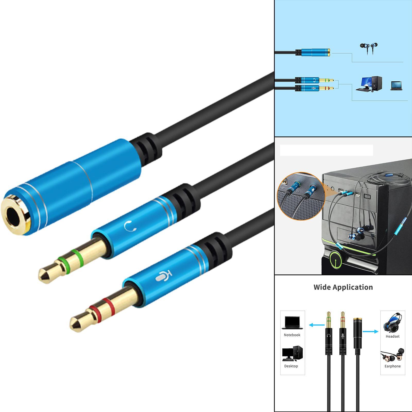 Splitter Audio Cable 0.3M Stereo Cables for Microphone PC