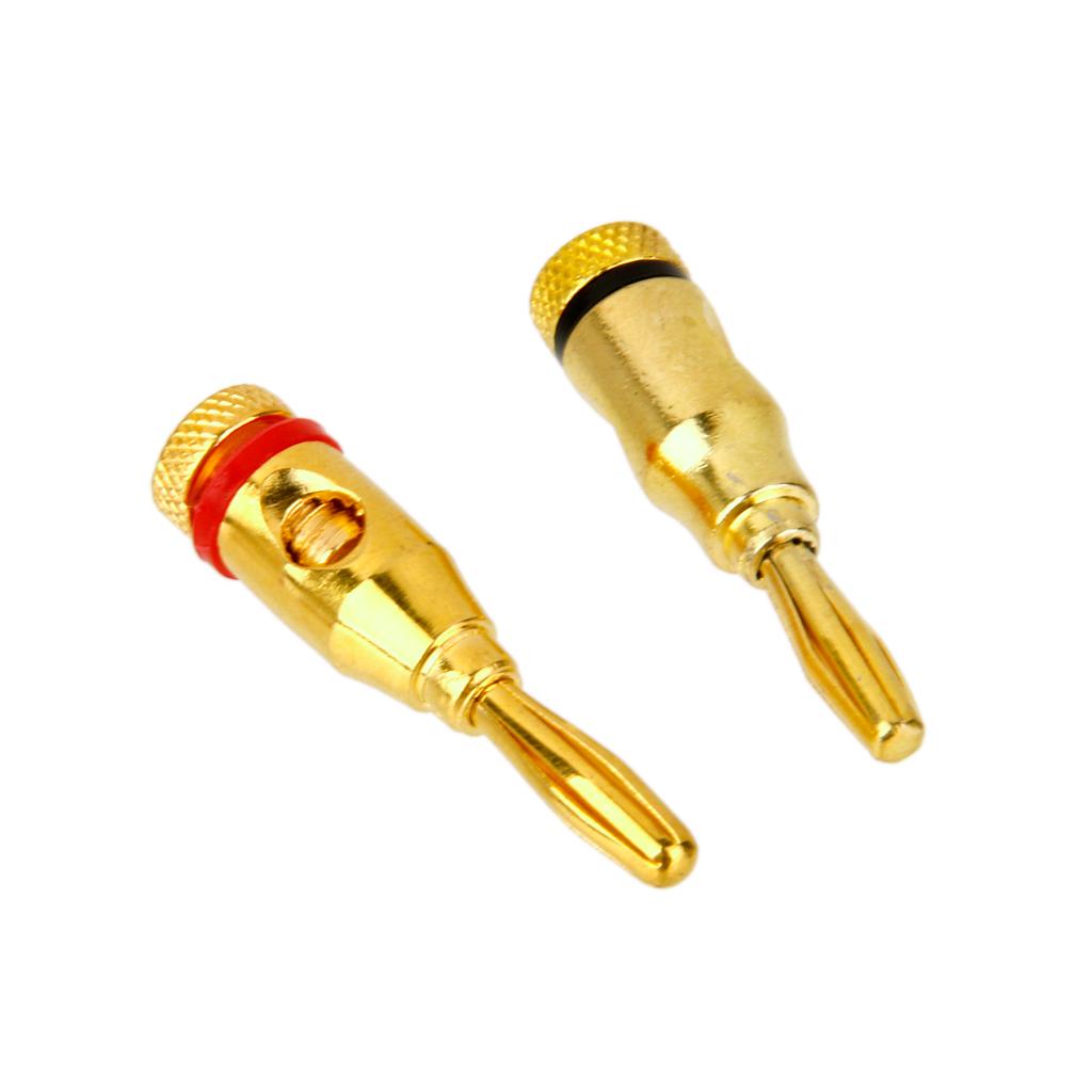 10x Gold plated Musical Speaker Cable Wire Screw Banana Plug Connector 4MM