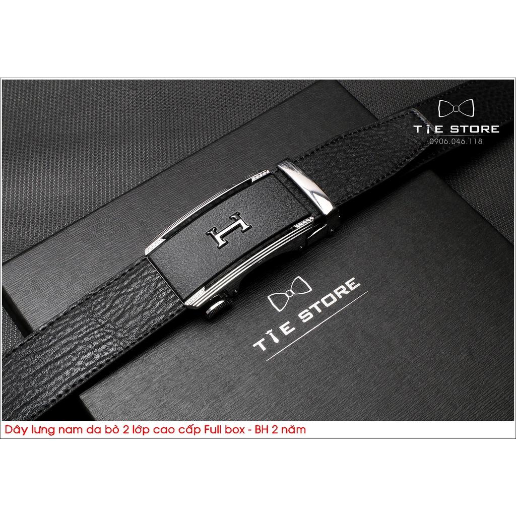 Thắt Lưng Nam Da bò 2 lớp cao cấp BH 2 năm Full box - Khóa tự động hình H