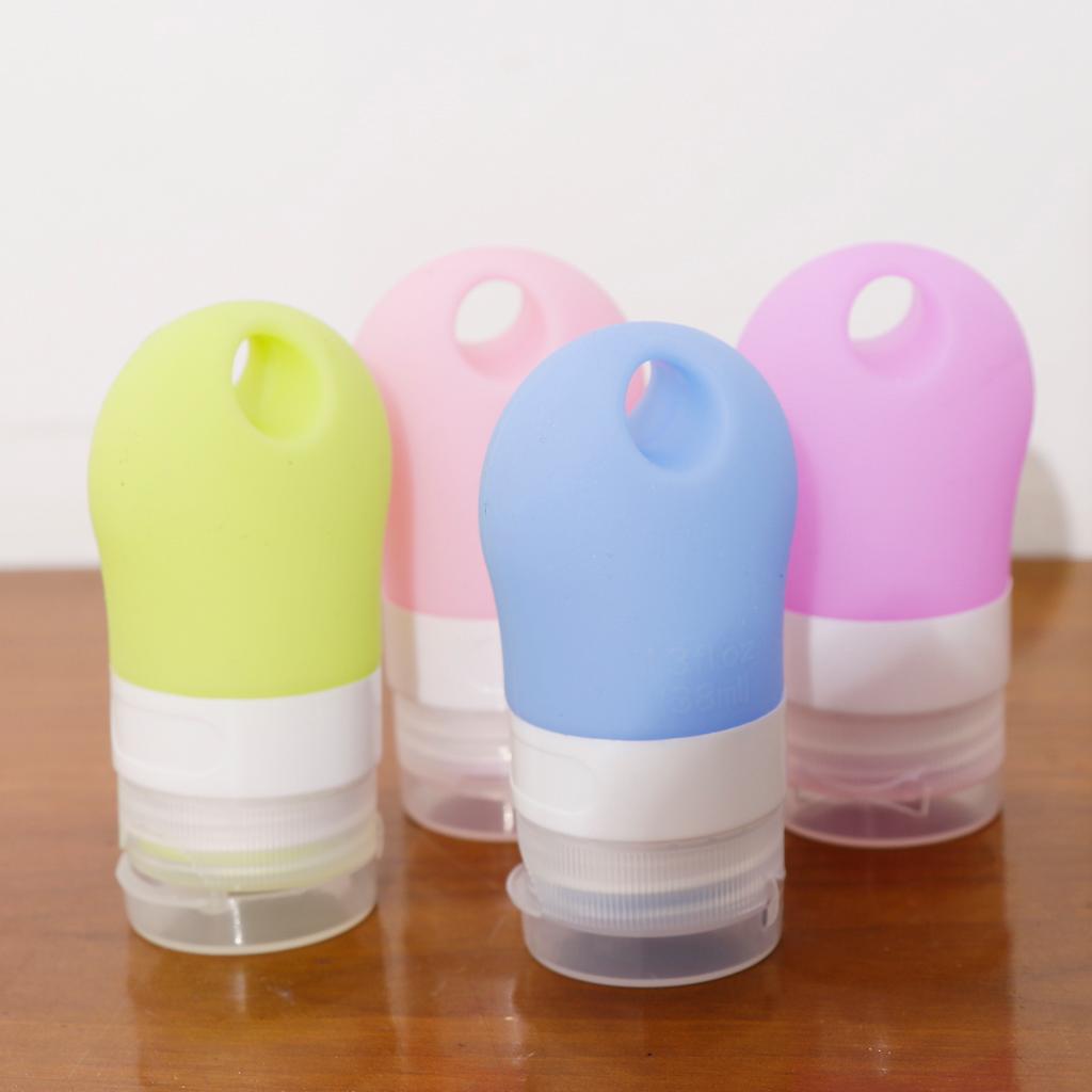 4 Pieces Portable Refillable Silicone Empty Cosmetic Containers for Travel