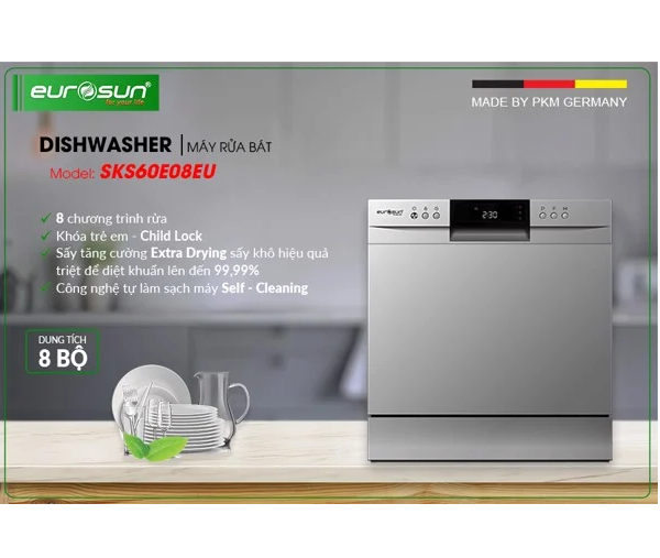 Máy rửa bát EUROSUN SKS60E08EU - HÀNG CHÍNH HÃNG
