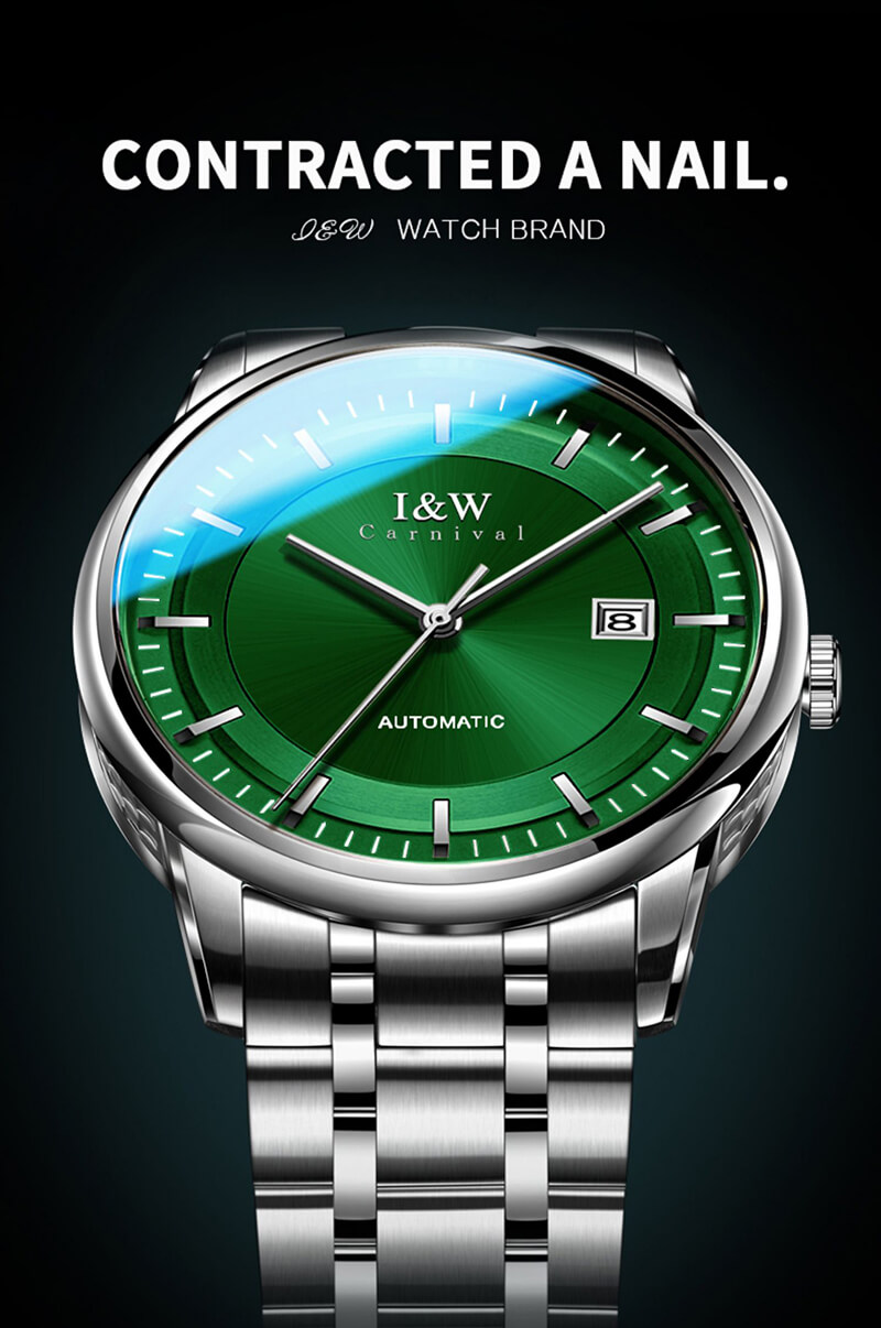 Đồng hồ nam chính hãng IW CARNIVAL IW572G-1 Kính sapphire ,chống xước,Chống nước ,Bảo hành 24 tháng,Máy cơ (Automatic),Dây kim loại thép không gỉ 316L