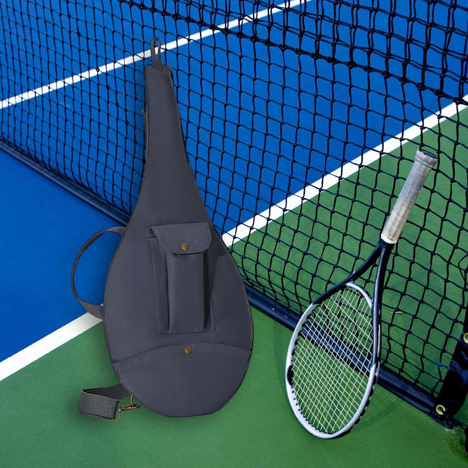 Tennis Racket Bag Players Holder with Storage Pocket Adjustable Shoulder Bag