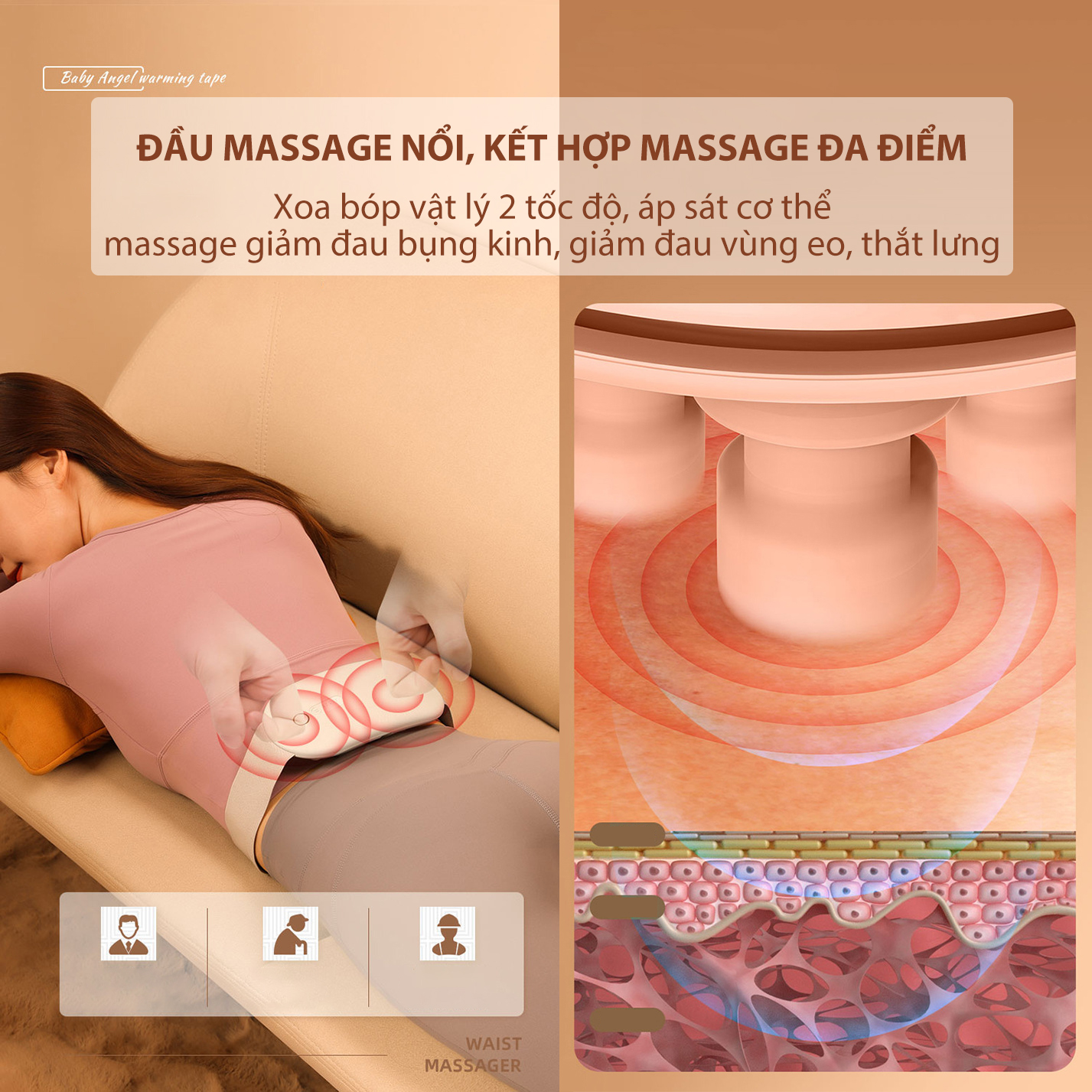 Đai chườm nóng, Máy massage giảm đau bụng kinh, Máy chườm ấm bụng