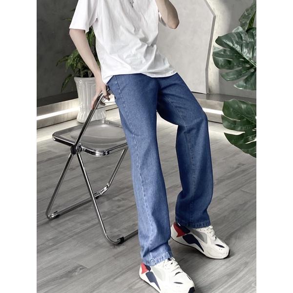 Baggy jeans trơn xanh đậm jeans nam mẫu như ảnh