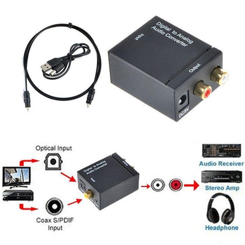 HD 1080p Digital Optical Co -Waxial Toslink chuyển đổi sợi spdif hợp tác để chuyển đổi âm thanh RCA tương tự RCA L/R 3,5 mm