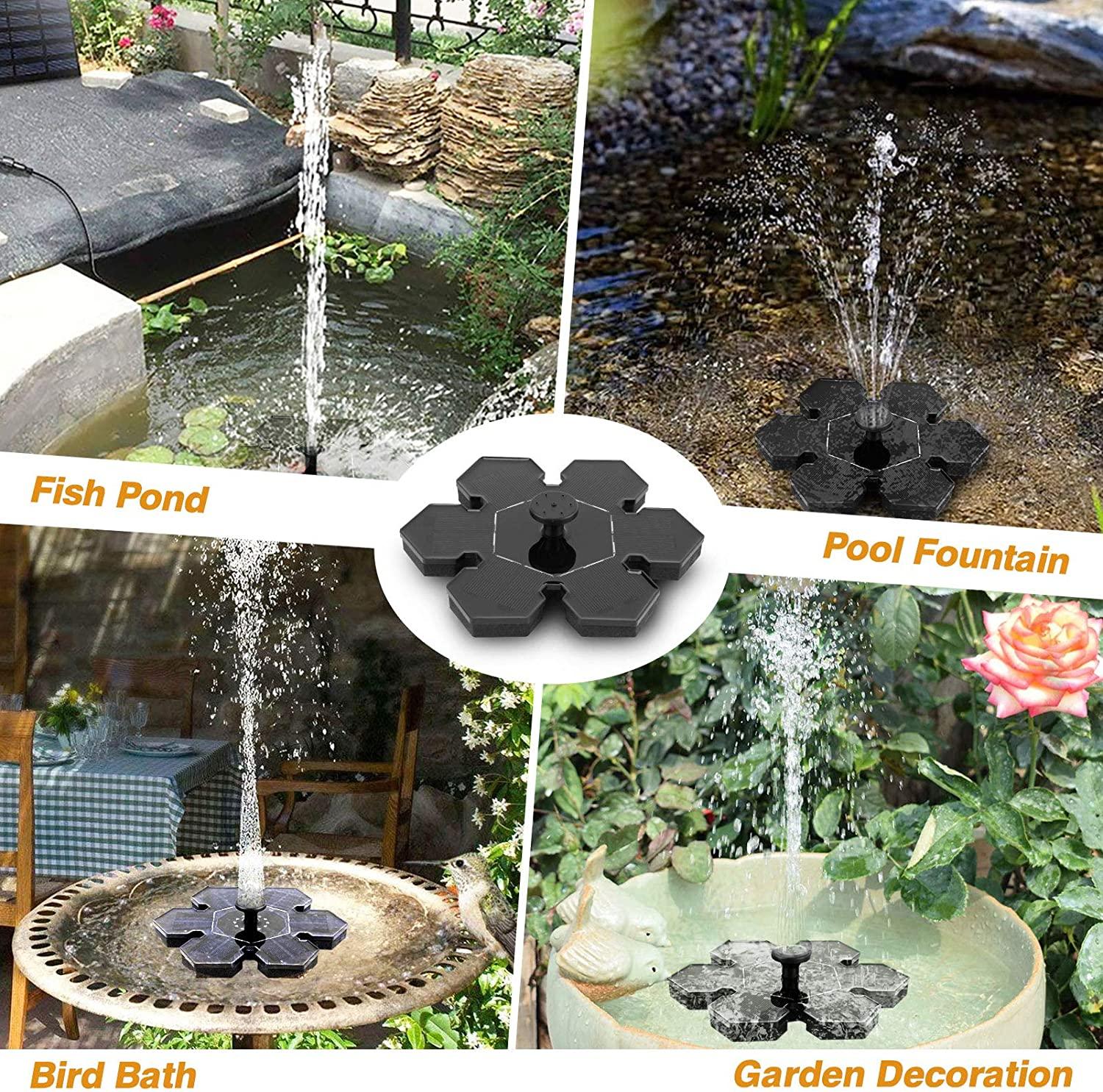 Vòi phun nước Mặt trời 1.5W, máy bơm nước mặt trời, hồ bơi mặt trời với pin và 4 vòi nước, vòi phun nước Mặt trời, vòi phun nước, vòi phun nước nhỏ nổi cho đồ trang trí vườn.