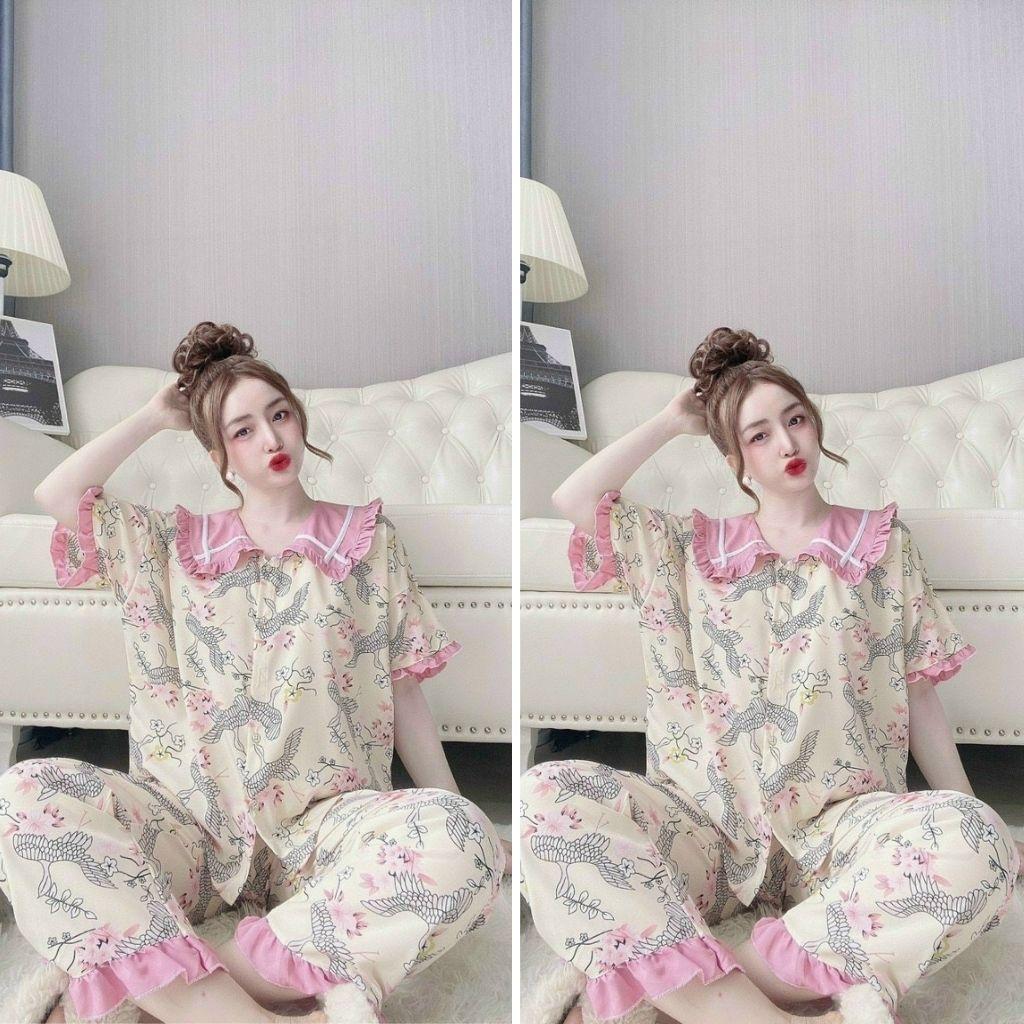 Đồ Ngủ Nữ Lụa, Đồ Ngủ Pijama Dễ Thương Vải Lụa Cao Cấp &lt; 60kg