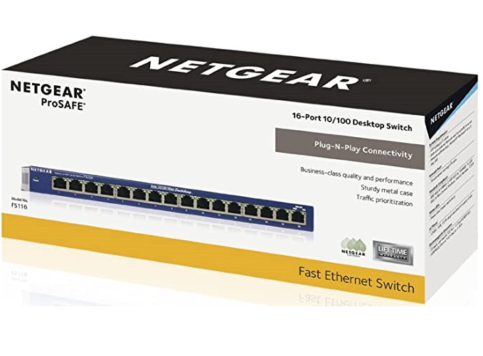 Bộ Chia Mạng 16 Cổng Switch Netgear FS116 Fast Ethernet Unmanaged 16 Port 10/100Mbps - Hàng Chính Hãng