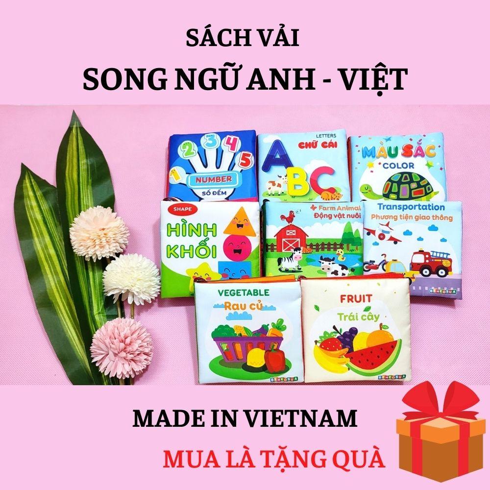 Sách vải cho bé sơ sinh 1 tuổi song ngữ bằng vải khử trùng an toàn giúp bé thông minh sáng tạo kích thích thị giác