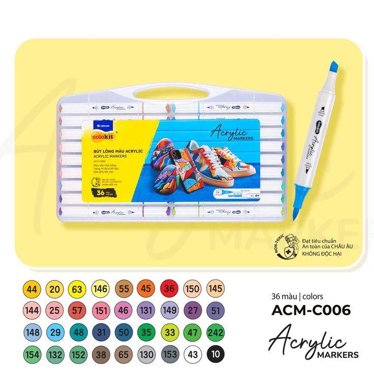 Hộp 36 Bút Lông Màu 2 Đầu Thiên Long Acrylic Markers ACM-C006