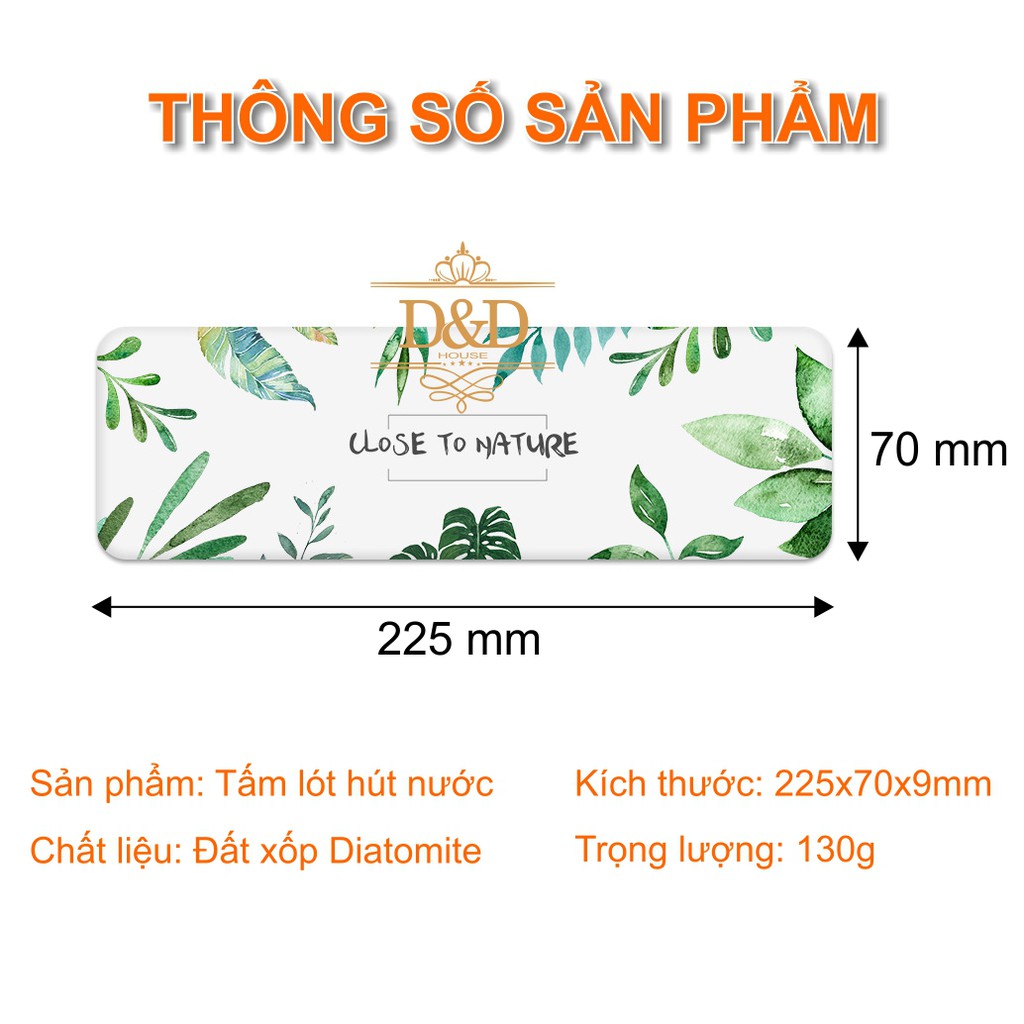 Miếng lót, tấm lót hút nước bằng đất xốp Diatomite (22.5x7cm) họa tiết, thông điệp dễ thương