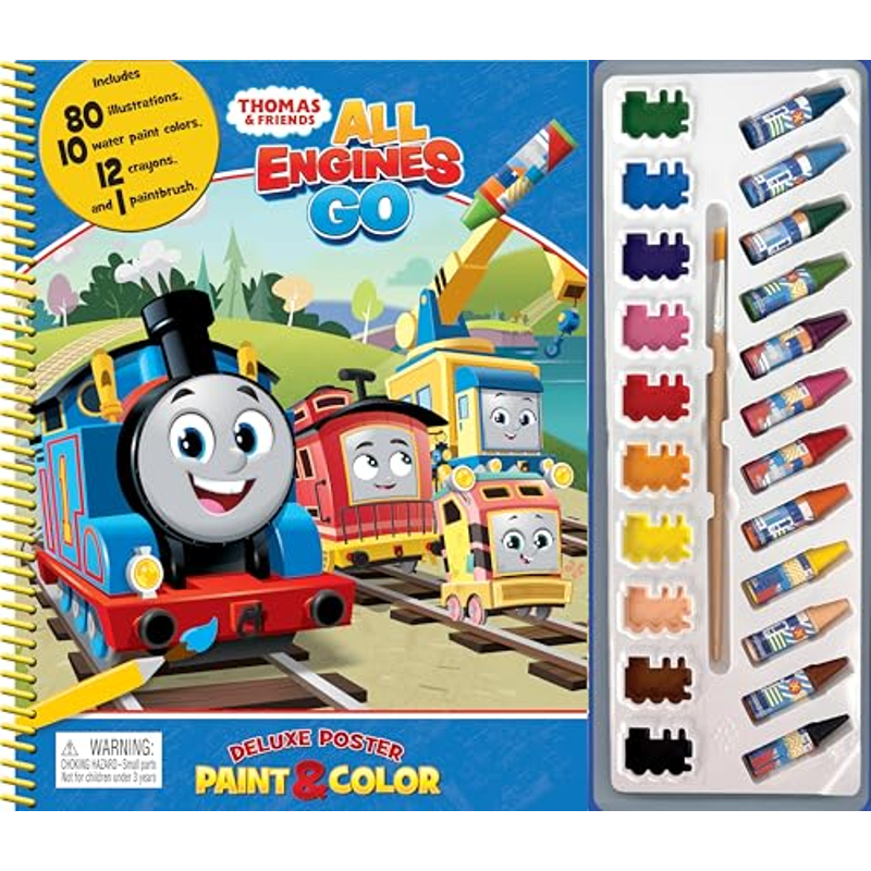 Sách Mattel Thomas All Engines Deluxe Poster Paint & Color
