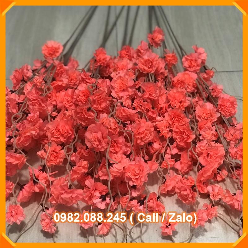 1 cành hoa đào hoa mai giả dài 1m có 5 nhánh nhỏ