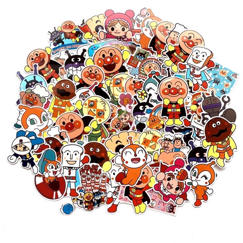 Set 60 Sticker Anpanman ảnh decal hình dán ép lụa