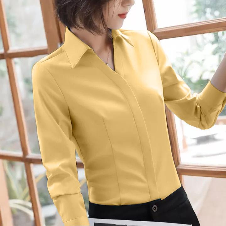Áo sơ mi nữ công sở dài tay dáng Hàn Quốc thanh lịch hiện đại