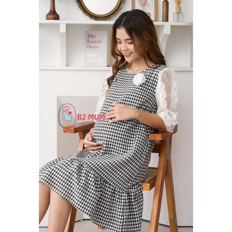 L170 Yếm liền caro tay tơ bèo