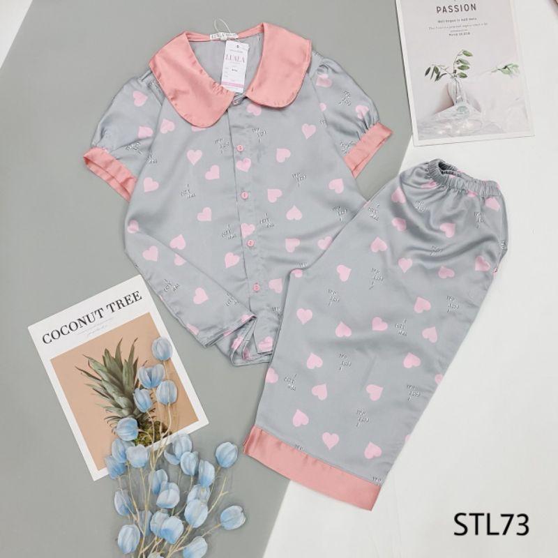 Bộ lụa Pijama satin lửng lụa cao cấp