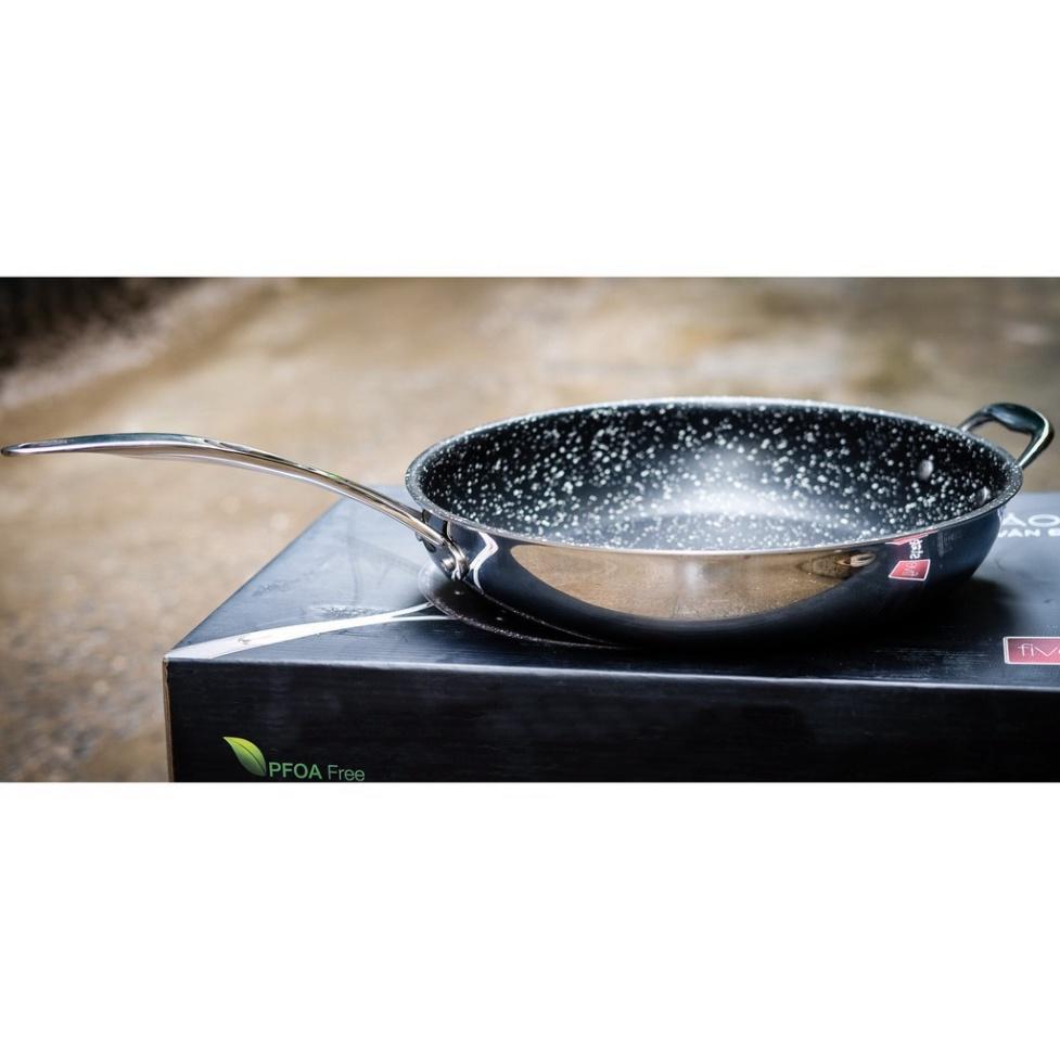 Chảo chống dính vân đá inox 304 bếp từ FiveStar Plus 3 lớp đáy liền , tặng 5 muỗng ăn