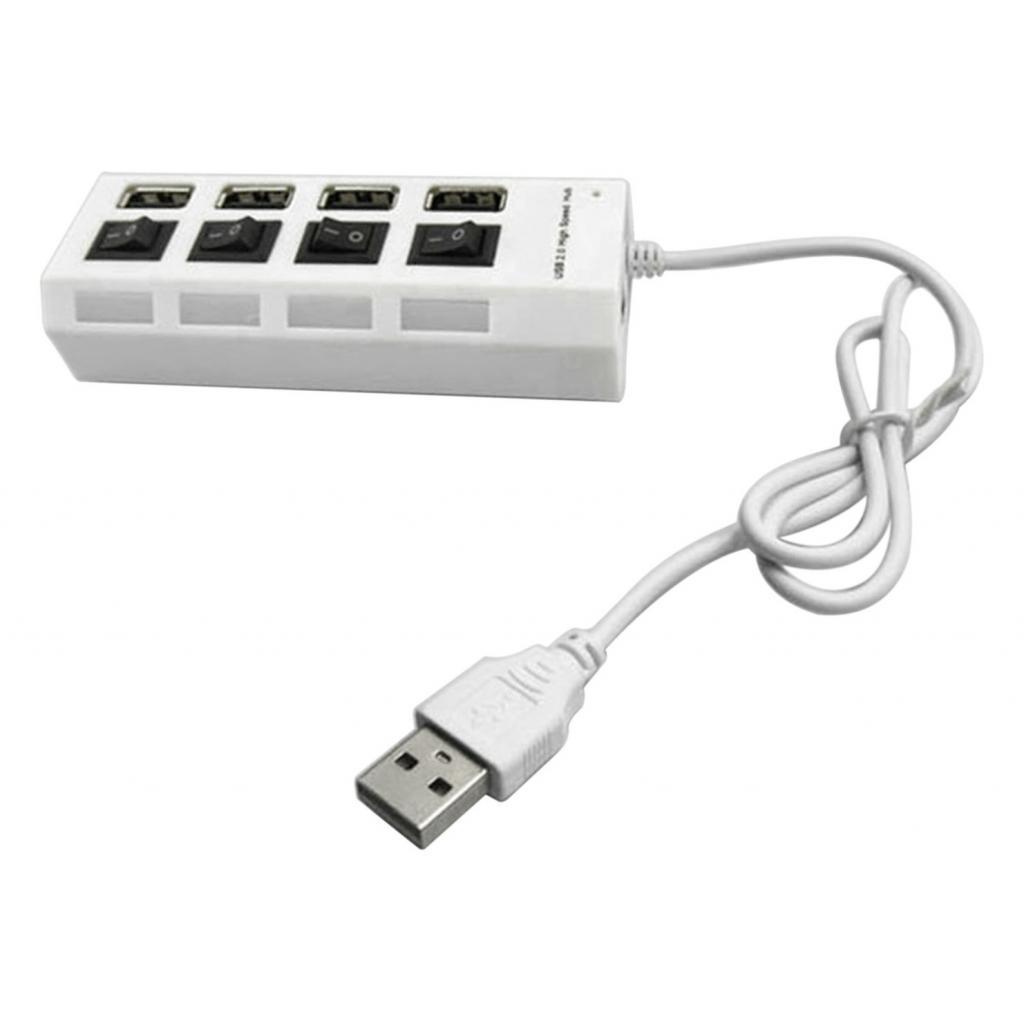 4 Port USB Splitter Portable Data Hub with Individual On/Off Switch and LED