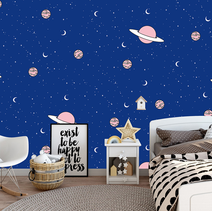 Combo Cuộn 10m Decal giấy dán tường mẫu sao thổ khổ 45cm có keo sẵn