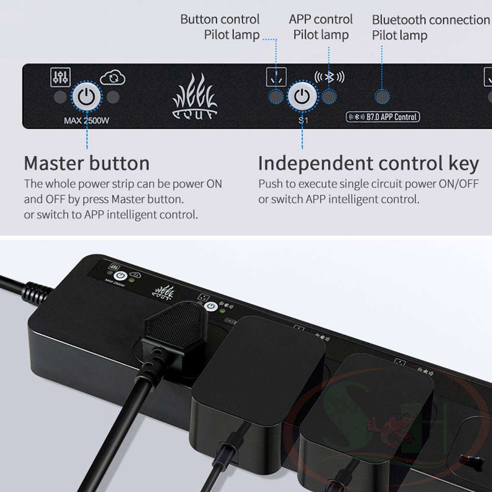 Ổ cắm Week Aqua Smart Plug hẹn giờ timer bluetooth wifi thông minh bể thủy sinh cá tép cảnh