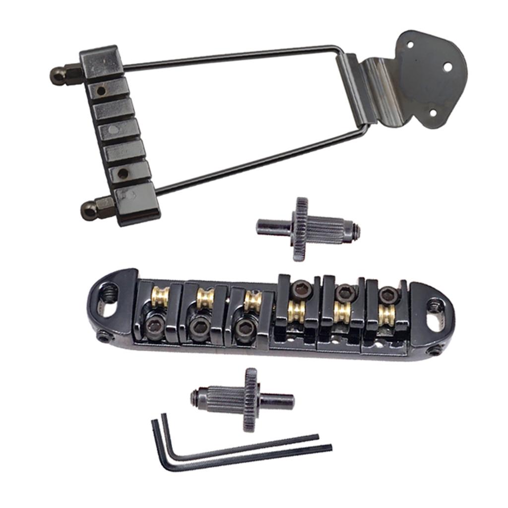 Baoblade 6 Dây Điện Con Lăn Yên Ngựa Đàn Guitar Cầu Đàn Guitar Thay Thế Đen