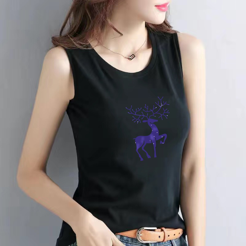 Áo Thun 3 Lỗ Nữ Sát Nách In Hình Con Nai Vải Cotton 4 Chiều Style Hàn Quốc 2022 SN110 Sally Boutique