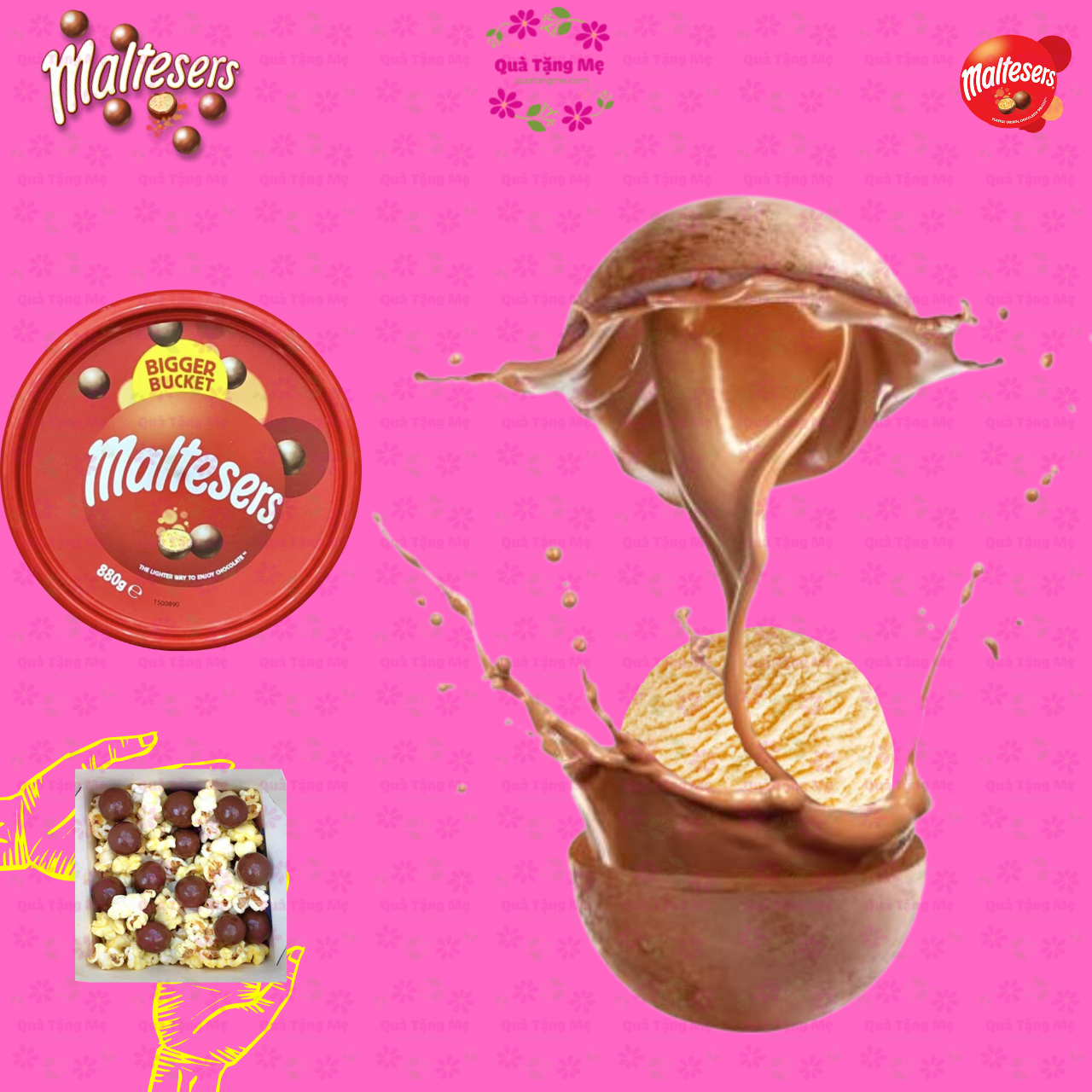 Socola nhân mạch nha Maltesers vị sô cô la sữa mịn màng thơm ngon cùng nhân mạch nha lúa mạch giòn tan (880g/thùng) - QuaTangMe Extaste