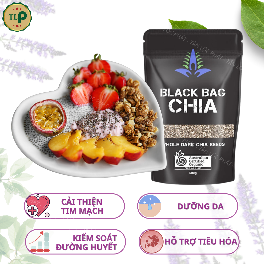 Hạt Chia Úc BLACK BAG chính hãng Hữu Cơ chuẩn Oganic ( 1kg - gồm 2 Gói 500g)