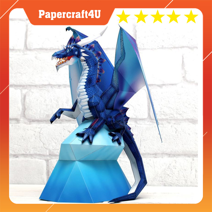 Mô hình giấy 3D Động vật Rồng Xanh Blue Dragon
