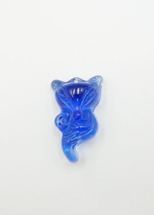 Mặt dây Hồ Ly yểu điệu ôm hoa hồng đá Topaz xanh dương - mạng Thủy