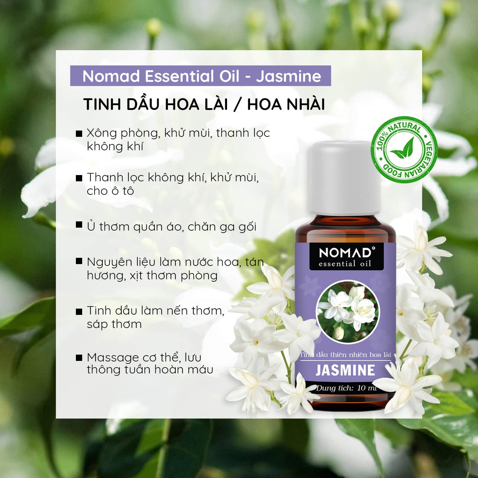 Tinh Dầu Thiên Nhiên Hương Hoa Lài Nomad Essential Oils Jasmine