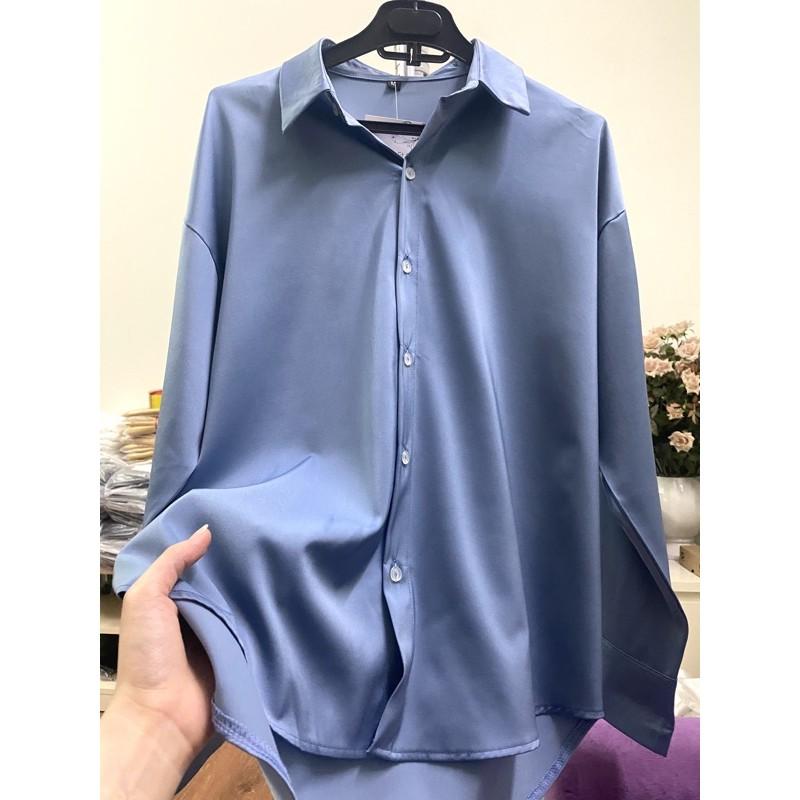 Áo sơ mi suông rộng lụa Fuji