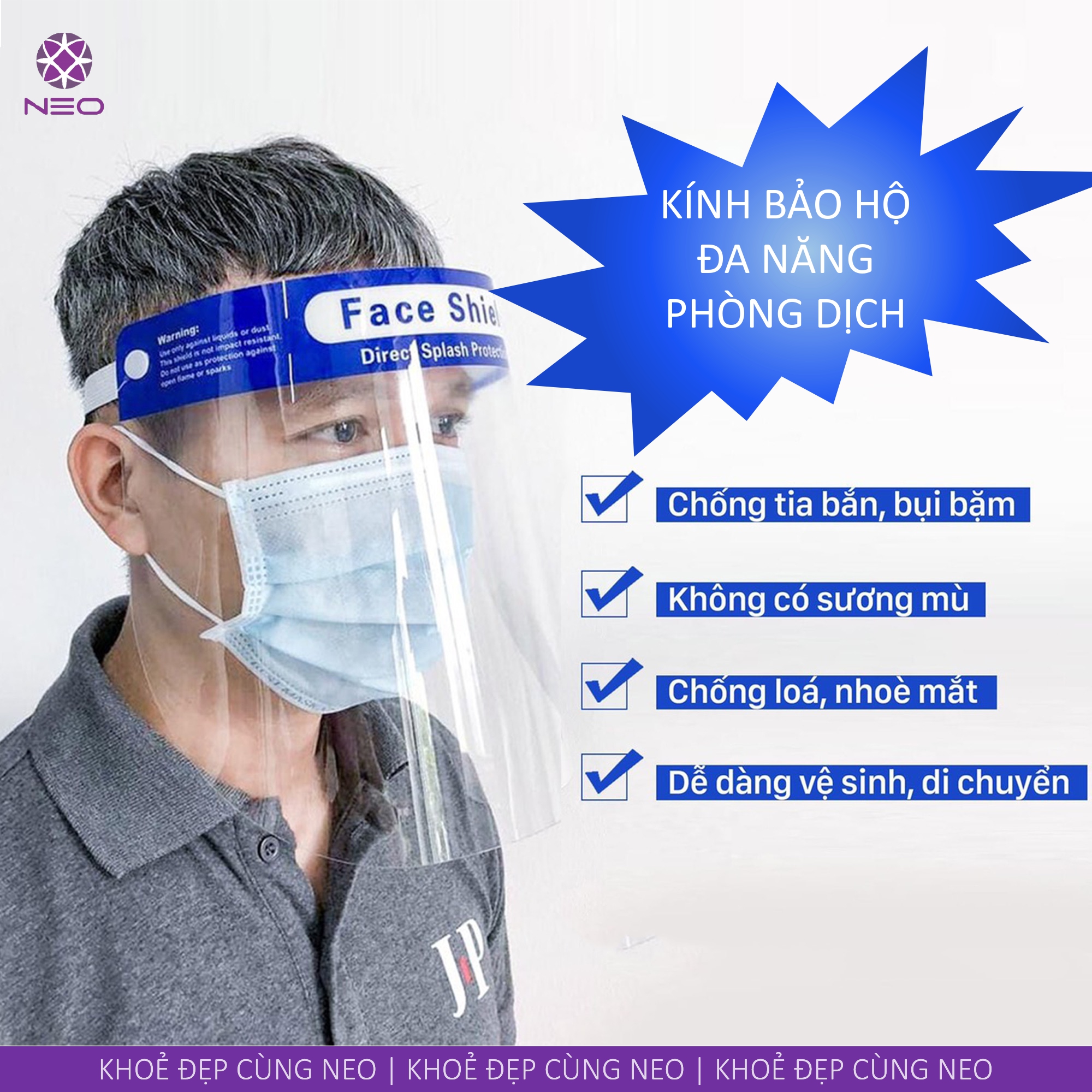 Kính Y Tế Đa Năng Phòng Dịch Chống Giọt Bắn/ Reusable Plastic Safety Face Shield