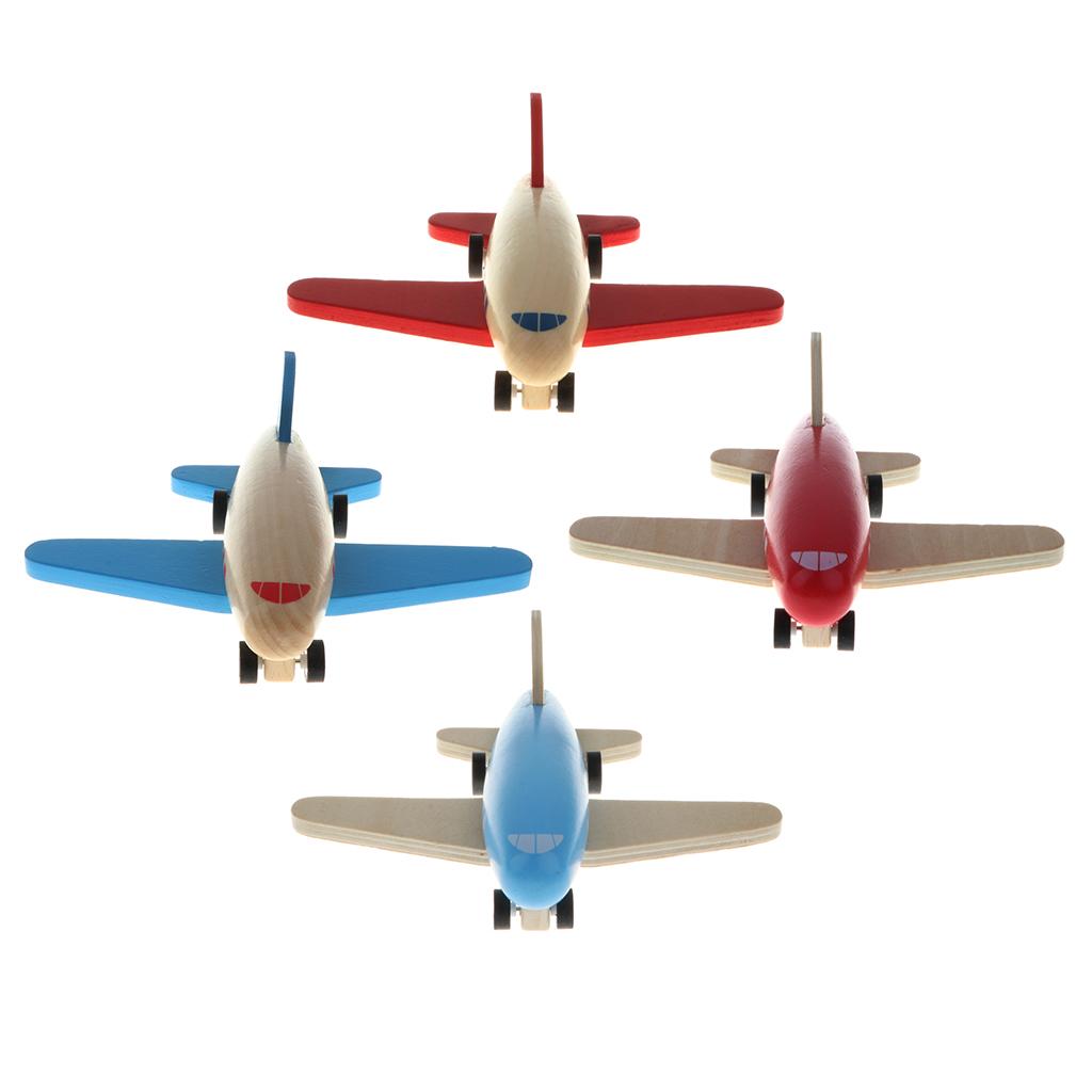 Guangquanstrade 4 Gỗ Mini Dây Kéo Sau Lưng Máy Bay Ma Sát Đồ Chơi Dành Cho Trẻ Em Quà Tặng