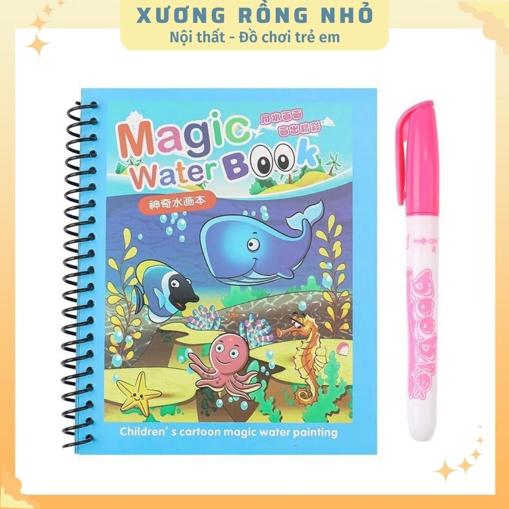 Đồ Chơi Tranh Tô Màu Nước Ma Thuật Tự Xóa, Sách Tập Tô Thần Kỳ, Magic Water Book Cho Bé Tặng 1 Bút Tô Màu