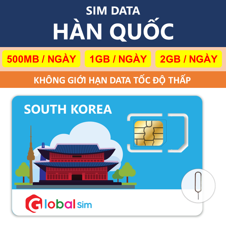 SIM DU LỊCH HÀN QUỐC - KHÔNG GIỚI HẠN DATA TỐC ĐỘ THẤP