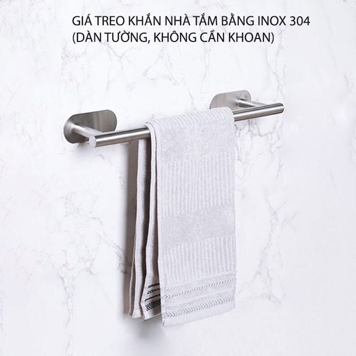 Giá treo khăn nhà tắm đa năng bằng inox 304, loại dán tường, không cần khoan