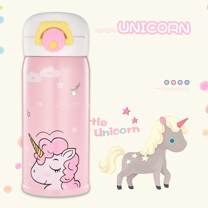 Unibird 500 ml Phim Hoạt Hình Kỳ Lân Bình Chân Không Thermos Cốc cho Trẻ Em Dễ Thương Thép Không Gỉ Cách Điện Chai Nước Du Lịch cho cô gái