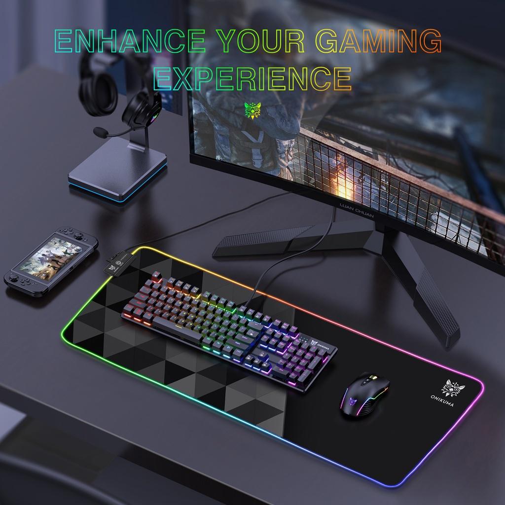 Tấm lót chuột chơi game Onikuma G6 80*30cm có đèn RGB [Hàng chính hãng