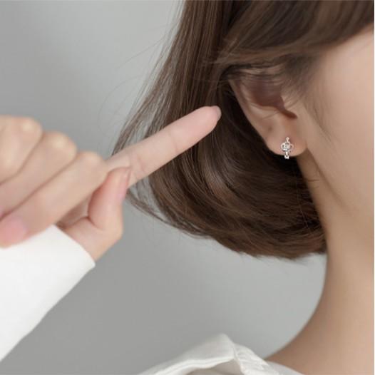 Khuyên tai bạc Ý s925 hình vương niệm siêu đẹp G7424 - AROCH Jewelry