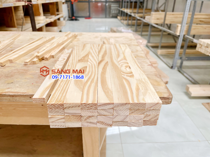 Thanh gỗ thông 1cm x 2cm x dài 30cm + láng mịn 4 mặt