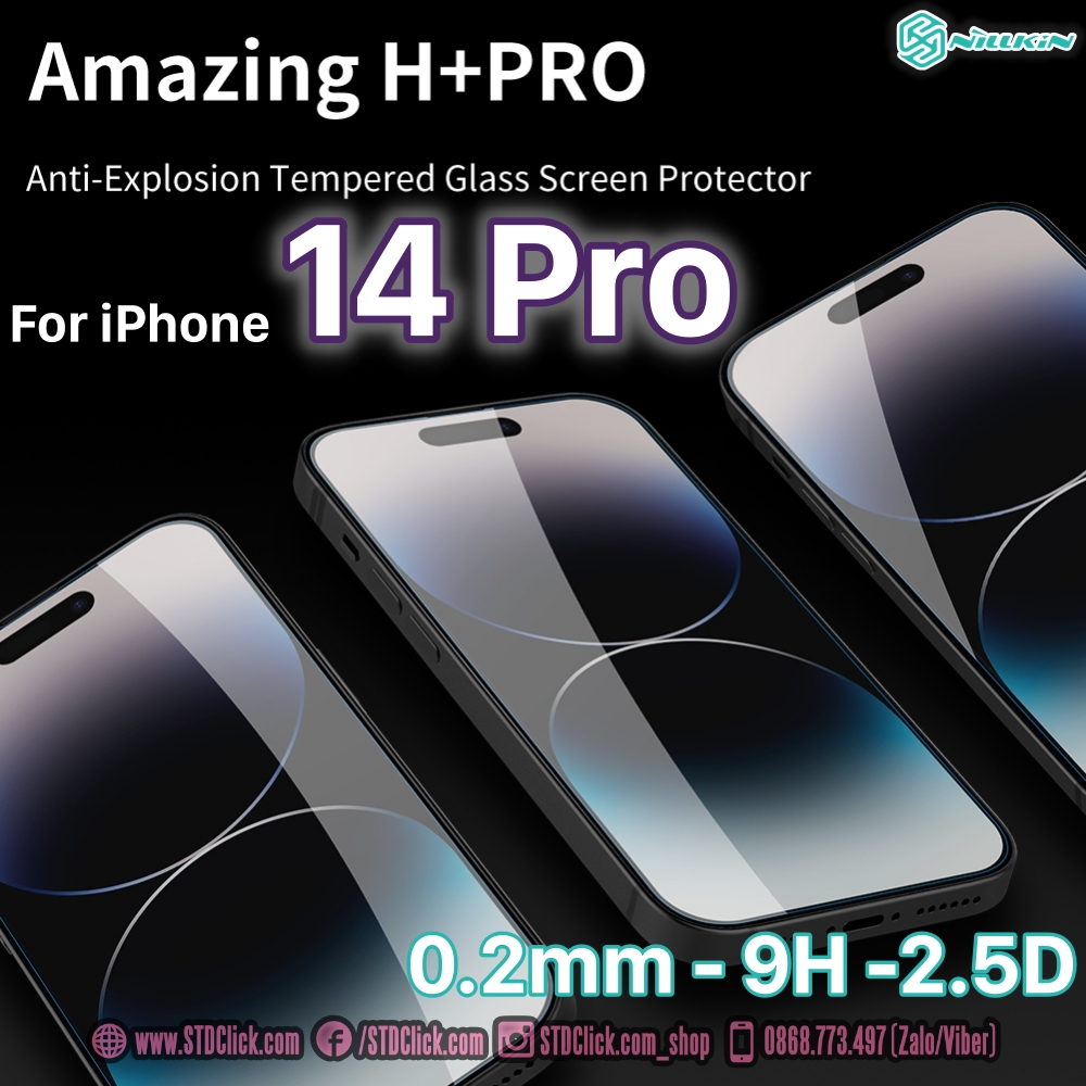 KÍNH CƯỜNG LỰC DÀNH CHO ĐIỆN THOẠI IPHONE 14 PRO NILLKIN H+PRO 0.2mm