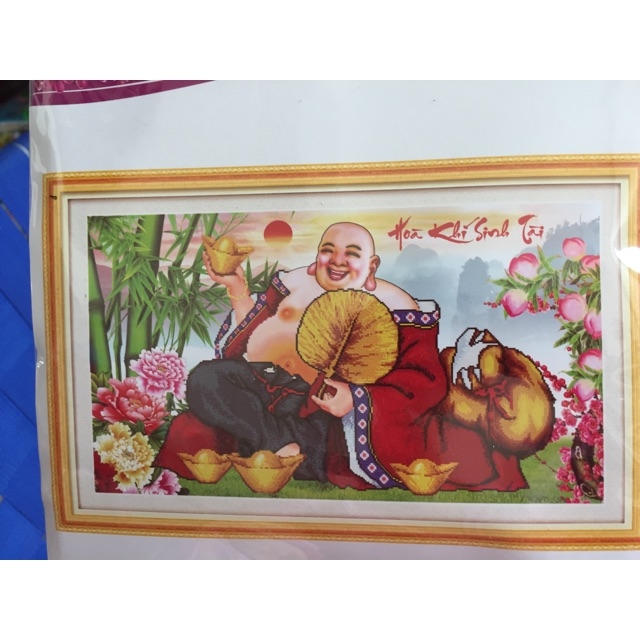 Tranh thêu chữ thập HÒA KHÍ SINH TÀI (76*47cm) chưa thêu